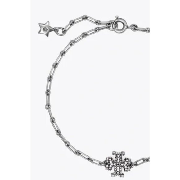 Tory Burch Kira Crystal Pave Logo Pendant Necklace - Picture 3 of 6